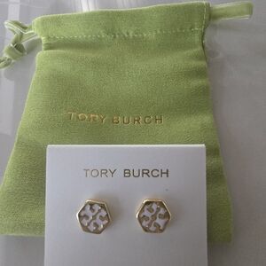 Tory Burch Gold Hexagon Studs